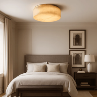 Plafonnier moderne de luxe en onyx naturel, rond, avec cadre en métal doré, lumière LED à lueur chaude, pour chambre à coucher