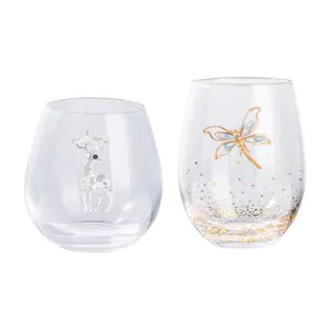 Custom decal crystal glass egg-shaped water glass whiskey glass