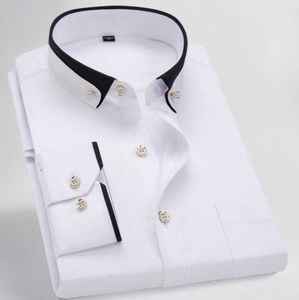 Automne 2024 nouveaux hommes cravate boucle Double col mince hommes chemise Non-fer Stretch tissu chemise hommes - Product Image 4