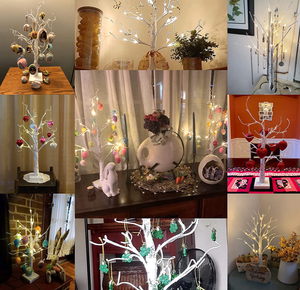 Luz LED para árbol de abedul, iluminación para mesa, bonsái, alimentada por batería, 24 luces Led de Navidad, <span class=keywords><strong>pueblo</strong></span>, árbol de cuervos - Product Image 4