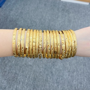 Vòng tay, lắc tay mạ vàng 24k Dubai, chất liệu đồng thau, giá tốt, kiểu dáng mới nhất, màu vàng Dubai dành cho nữ - Product Image 4