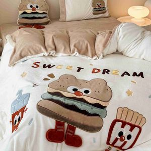 Set da letto in velluto di latte caldo di alta qualità con trapunta ricamata in cartone animato lenzuola da letto <span class=keywords><strong>federe</strong></span> da 4 pezzi Set da letto per bambini - Product Image 4