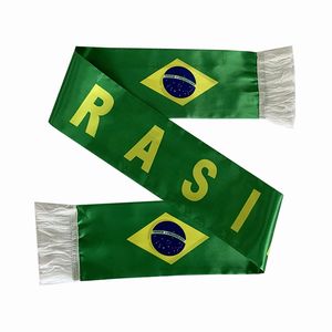 บราซิลฟุตบอลพัดลมผ้าพันคอออกแบบที่กำหนดเองซาตินจัดส่งที่รวดเร็วผ้าพันคอพัดลม - Product Image 2