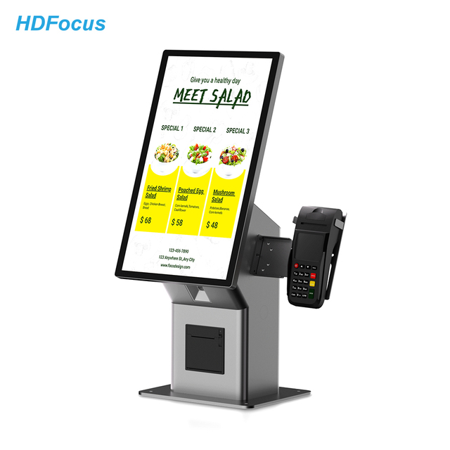 15.6 21.5 23.8 Inch Self Service Payment Desktop Kiosk Touch Screen POS System with QR Scanner Thermal Printer for Restaurant