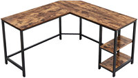 Bureau d'angle en L réversible grande taille, table de travail convertible et réglable avec étagère mobile et support pour unité centrale, en métal pour la maison