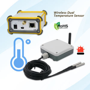 เครื่องบันทึกข้อมูลอุณหภูมิคู่เซ็นเซอร์สัญญาณเตือนภัยแบบไร้สาย Modbus มีความไวสูงควบคุมแบบไร้สาย - Product Image 1
