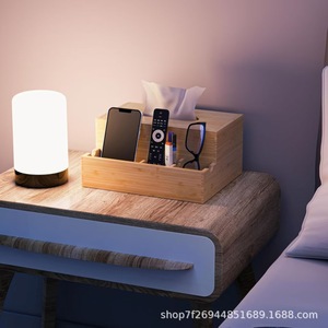 Caja de pañuelos de madera de bambú, organizador de almacenamiento de escritorio, madera maciza, para uso doméstico, dormitorio, cocina, oficina - Product Image 5