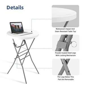 <span class=keywords><strong>Tavolo</strong></span> da Cocktail Pieghevole Rotondo Alto 28 Pollici per Esterni con Gambe Rimovibili, <span class=keywords><strong>Tavolo</strong></span> Alto da Bistrot per Feste, Patio, Matrimoni - Product Image 3
