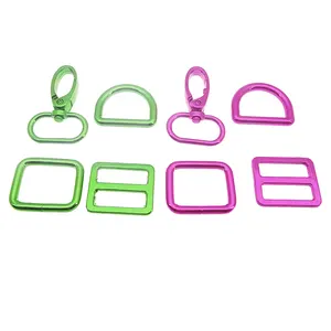 Factory Directly Supply Handbag Purse Bag Making Hardware Kit Metal Swivel Snap Hook D Ring Rectangle Ring Sliders