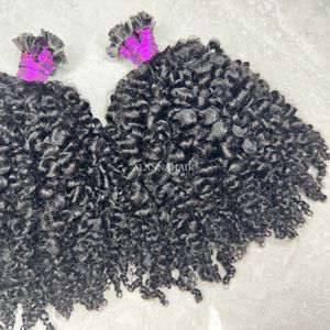 Mới đến chất lượng tốt nhất afro kinky tóc con người tip phẳng phần mở rộng tóc cambodian con người Trinh Nguyên kinky xoăn tóc k lời khuyên - Product Image 2