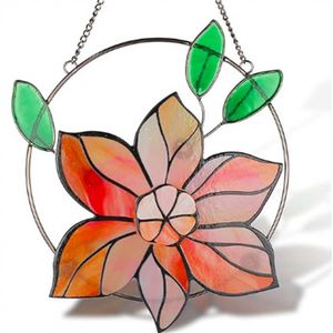 Fabrication sur mesure en gros d'objets artisanaux, cadre en fer, verre double couche, fleurs multicolores roses pour la décoration de Noël - Product Image 1