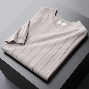 Nouveau pull d'été à manches courtes pour hommes, T-shirt à col ras du cou, tricot décontracté, peut être personnalisé