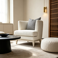 Modernes Französisches Lounge-Sessel-Sofa-Set Hochwertige Weiße Leinenpolsterung mit Samt & Schwamm Komfortabel für Wohnzimmer