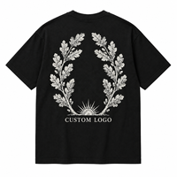 T-shirt Oversize en Coton 240 GSM Personnalisé pour Commande en Gros, Motif Vintage Couronne de Chêne et Soleil Imprimé au Dos, Style Streetwear