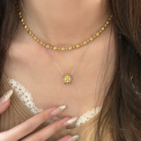 Collier pendentif élégant en argent sterling 925 de luxe haut de gamme pour femme, avec zircon et séparation de couleurs, idéal pour un cadeau, bijou ajouré