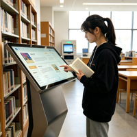 Kiosco de Información Táctil Infrarrojo Tipo K de 43, 50, 55 y 65 Pulgadas con Sistema Android y Pantalla de Alto Brillo para Aplicaciones de Consulta Pública en Interiores