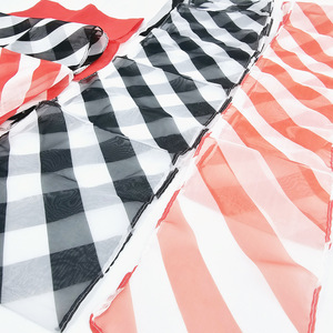 G0201 Striped <b>Silk</b> Scarf Set: Black, White, <b>Red</b>, and White Zebra Stripes Chiffon Scarf for KingMagic Stage Magic Performance - Product Image 3