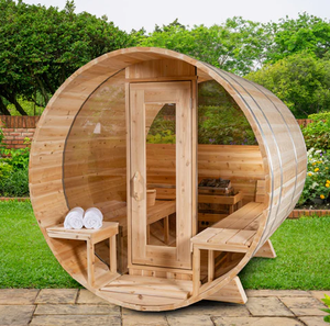 ห้องซาวน่าอบไอน้ำไม้เนื้อแข็งดีไซน์ทันสมัยสำหรับ 4 คน พร้อมระบบควบคุมดิจิตอลและหน้าต่างกระจกโค้ง สำหรับใช้ในห้องนอนอพาร์ตเมนต์ - Product Image 6