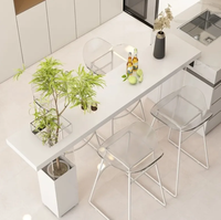 Table de bar moderne et simple, comptoir de bar en bois massif, table de bar imperméable avec plateau en pierre