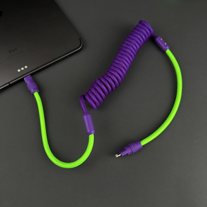 Carcasa de aleación de aluminio espiral rizado nailon trenzado tipo C PD100W <span class=keywords><strong>Cable</strong></span> DE DATOS <span class=keywords><strong>USB</strong></span> resorte en espiral <span class=keywords><strong>Cable</strong></span> de carga tipo C para <span class=keywords><strong>Iphone</strong></span> - Product Image 6
