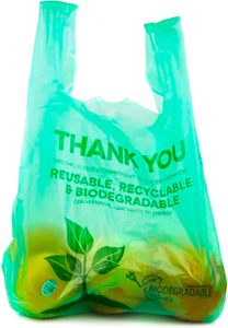 Sac en plastique recyclable à soufflets latéraux, écologique, compostable, imprimé en héliogravure, blanc, pour supermarché, courses, sac poubelle de remerciement - Product Image 5