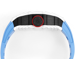 Reloj Mecánico Esqueleto con Forma de Tonneau 2026 para Hombre, Esfera Plateada y Negra, Reloj de Pulsera Deportivo con Correa de Silicona Azul - Product Image 4