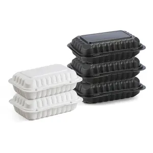 Kotak makan siang untuk pergi, kotak penyimpanan makanan Bento banyak kompartemen sekali pakai plastik kapasitas besar persegi panjang