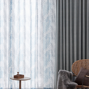 Promozione Su Misura di Colore di Modo damasco teal Blu Foglia di Salice Modello Europeo Tessuto di Lino Puro soggiorno chiesa <span class=keywords><strong>tende</strong></span> - Product Image 1