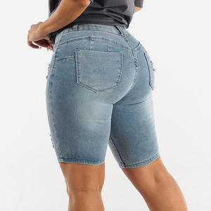 Mode solide mince bout à bout pantalon de levage femmes élasticité Denim Shorts décontracté minceur déchiré jean tempérament femmes court - Product Image 5