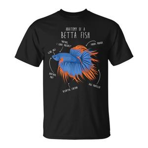 T-shirt sur l'anatomie du poisson Betta pour les amoureux des animaux d'aquarium, taille moyenne - Product Image 1
