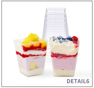 Offre Spéciale – Gobelet en plastique carré jetable à paroi simple pour crème glacée, gelée, pudding, mousse, dessert, transparent, 150 ml (5 oz), en PS, avec couvercle - Product Image 3