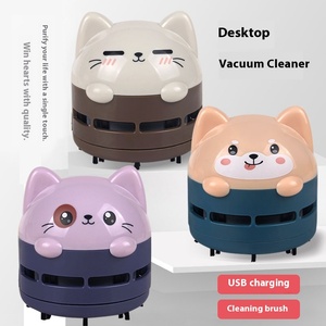 Aspiradora recargable USB de escritorio de dibujos animados, pequeña aspiradora portátil de goma, chatarra de papel, teclado, colector de polvo, luz LED para estudiantes - Product Image 3