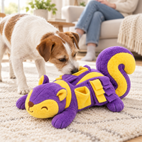 Jouet interactif en peluche pour chien, en gros, en forme d'écureuil coloré, jouet à mâcher pour chiot, jouets doux en peluche pour animaux de compagnie, personnalisable OEM