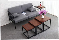 Ensemble de 3 tables basses modernes transformables, tables à thé empilables pour salon, chambre à coucher, table d'appoint avec structure en fer