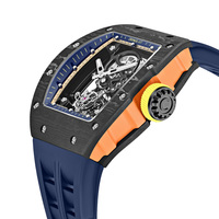 Montre automatique mécanique en fibre de carbone CRONUSART Art, boîtier tonneau 44 mm, tourbillon squelette pour homme, réserve de marche de 42 heures