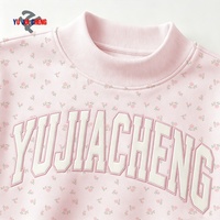 Sweater Mock Neck Bordir Custom Streetwear Warna Pink untuk Wanita, Bahan Fleece Katun Mewah, Ukuran Oversized, Nyaman Dipakai