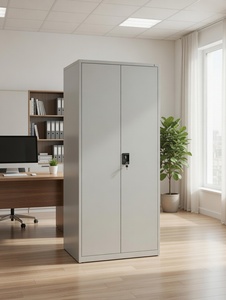 Armoire de classement de bureau en acier thermolaqué, mobilier de rangement métallique, avec serrure à clés et porte vitrée - Product Image 6