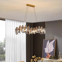 Lustre en cristal noir élégant plafonnier de luxe en or pour salon chambre à coucher table à manger Glowix