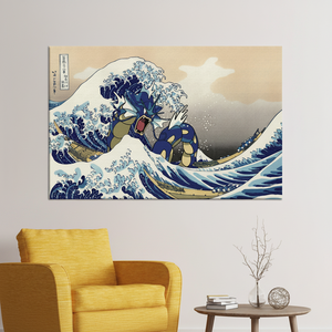 ภาพพิมพ์บนผ้าใบลาย Gyarados Wave ศิลปะอนิเมะแนวโบลด์สำหรับตกแต่งห้องเกมเมอร์ ผ้าใบหุ้มขอบ - Product Image 3