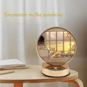 Led Painting Lamp INS Deco Mirror Makeup Dimming Night Light Artwork <strong>Sunlight</strong> Window Wooden Photo <strong>Table</strong> Lamp Bedside Art Painted - Product Image 2