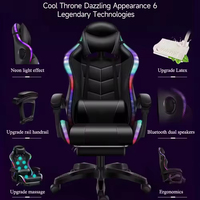 Nouvelle chaise de jeu ergonomique à dossier haut traditionnelle, en cuir synthétique, avec massage, pivotante, réglable en hauteur, avec éclairage RGB