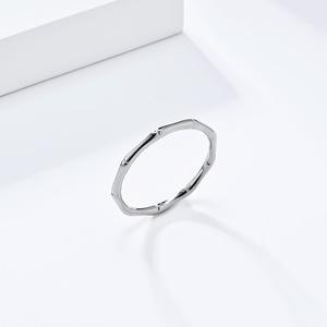 Retro minimalist style, closed-back bamboo-joint plain titanium steel ring for women, simple, artistic, light luxury, and high-e - Product Image 4