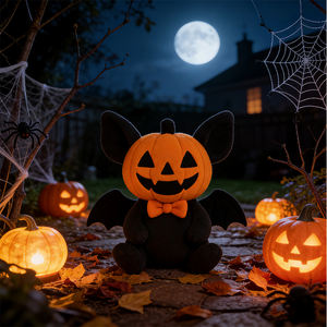 Décorations et cadeaux effrayants pour fête d'Halloween, jouet en peluche tête de citrouille Jack-o'-lantern, jouet en peluche chauve-souris citrouille d'Halloween - Product Image 2