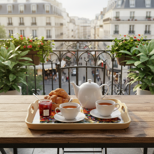 Afremov Paris 215x316 mm <b>Large</b> Decorative Rectangular Wood <b>Tray</b> with Handle Modern Fancy <b>Serving</b> Platter Design - Product Image 3