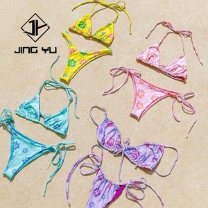 Traje de Baño de Tela Ecológica Personalizado por el Fabricante, Bikini Personalizado con Logotipo Estampado, Bikini Brillante de Dos Piezas - Product Image 3