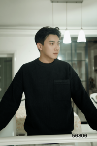 Suéter de Punto Acanalado en el Cuello para Hombre, Diseño Holgado con Bolsillo de Parche, Informal, Cómodo, para Uso Diario, Cálido y Suave - Product Image 5