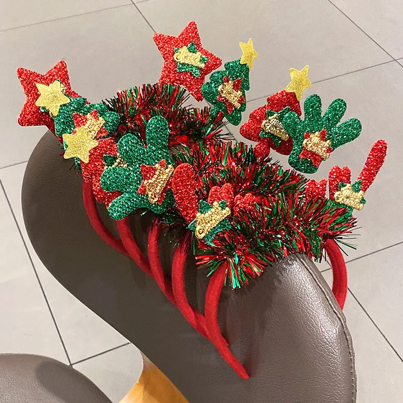 Christmas headband girls hair accessories new antler red pentagram Christmas card party atmosphere dress up