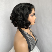Perruque Lace Front 5*55, style Bob, texture Kinky Curly, mélange Afro Loose Wave, 85% Cheveux Humains, 15% Synthétique, volumineuse, faite à la main, douce, anti-emmêlement, densité 150%