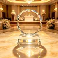 Base de plaque de trophée en cristal biseauté, gravable au laser, écologique, imprimée UV, récompense en cristal transparent, personnalisable pour cérémonie d'entreprise