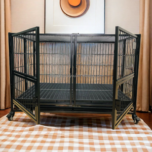 กรงสุนัขพับได้แบบซ้อนได้กรงเหล็กและโลหะพร้อมพื้นระบายน้ำพลาสติก - Product Image 3